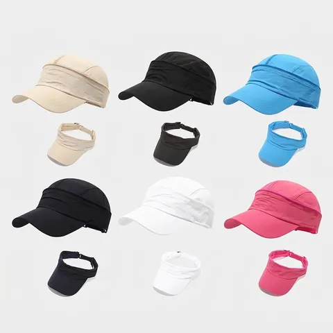 Quick Dry Baseball Cap Detachable Top Sun Visor 2 In 1 Outdoor Sports Hat Breathable Adjustable Polyester Unisex Leisure
