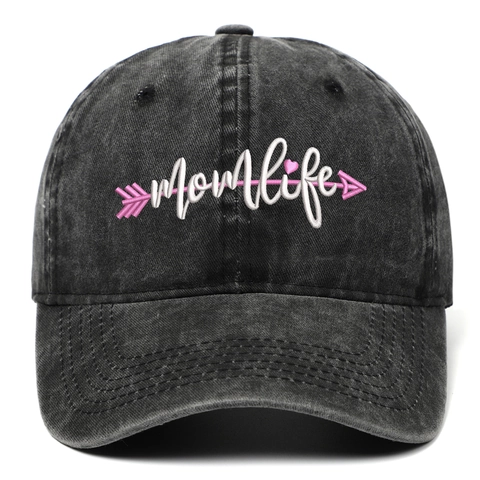 Momlife Embroidered Washed Cotton Baseball Cap For Women Vintage Distressed Adjustable Dad Hat Gift For Mother