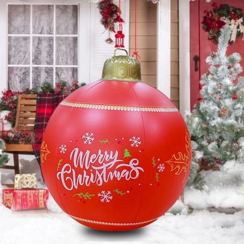 Inflatable Christmas Ball LED Lighted PVC Waterproof Outdoor Yard Ornament Remote Control Sixteen Color Changing Holiday