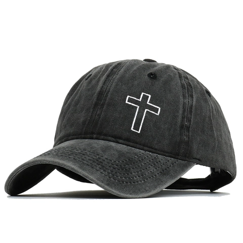 Cappello Da Baseball Cotone Lavato Vintage Croce Ricamata Invecchiato Retrò Cappello Sole Regolabile Uomini Donne