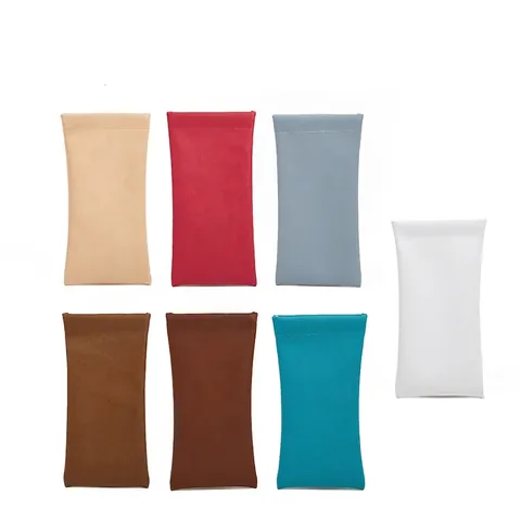 Portable Squeeze Top Glasses Pouch PVC Leather Sunglasses Case Soft Waterproof Eyewear Bag Solid Color Protector