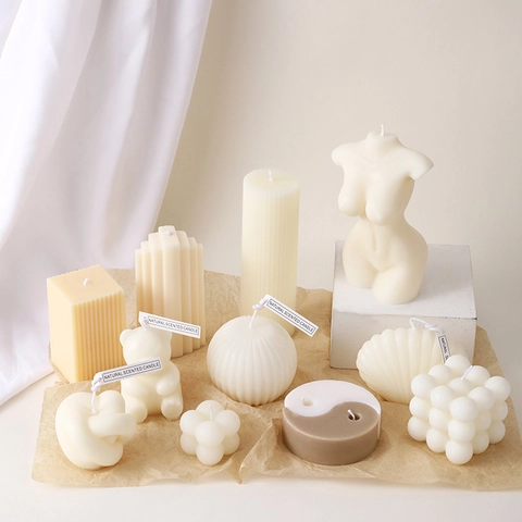 Scented Candles Natural Soy Wax Aesthetic Geometric Body Torso Shell Bubble Minimalist Ins Style Home Decor Photography Props