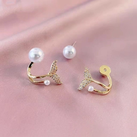 Blumen Meerjungfrauenschwanz Künstliche Perlen Ohrstecker Kupfer Zirkonia Elegant Koreanischer Stil Schmuck Für Damen