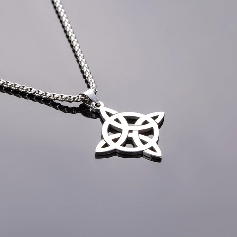 Collana Nodo Celtico Acciaio Inossidabile Pendente Runa Vichinga Irlandese Gioielli Geometrici Cavi Per Uomo E Donna