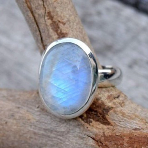 Bague Pierre De Lune Vintage Metal Sculpte Style Boheme Bijoux Ethniques Pour Homme Et Femme