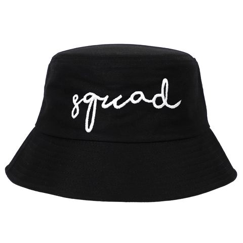 Embroidered Cotton Bucket Hat Bride Squad Lettering Wedding Party Bachelorette Sunshade Casual Fashion For Women