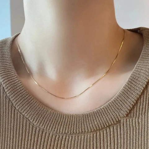 Minimalistische Schlangenkette Edelstahl Wasserdicht Farbecht Glatte Flache Schlangengliederkette Schmuck Für Damen