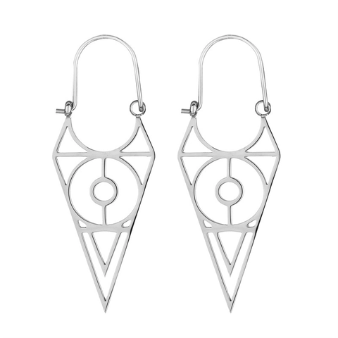 Orecchini Pendenti In Acciaio Inossidabile Triangolo Occhio Gioielli Geometrici Cavi Moda Per Donne Stile Boho