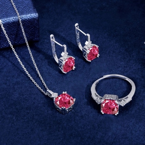 Set di Gioielli in Argento Sterling 925 per Donna Collana Orecchini Anello in Zirconia Set Lussuoso Gioielli in Argento per Matrimonio