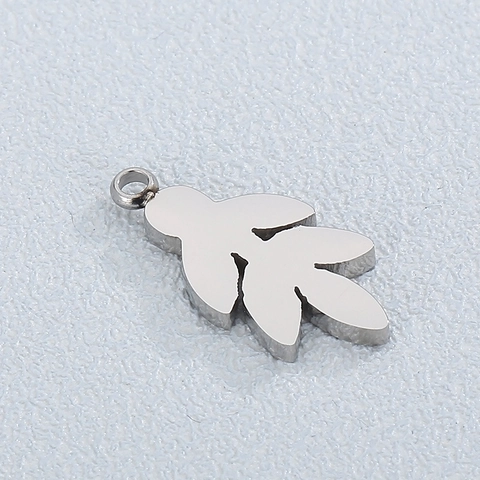Ciondolo A Foglia In Acciaio Inossidabile Placcato Oro 18K Con Anello Per Creazione Gioielli Fai Da Te