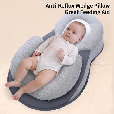 Cuscino Anti Rigurgito Neonato Allattamento Pendenza Modal Cotone Mesh 3D Ergonomico Forma U Supporto Sonno Neonati