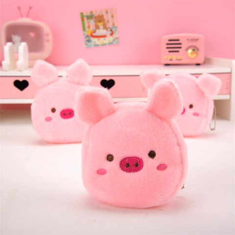 Simpatico Maialino Rosa Peluche Portamonete Cartone Animato Forma Animale Cerniera Piccolo Portafoglio Portatile Portachiavi Borsa Per Bambini Ragazze