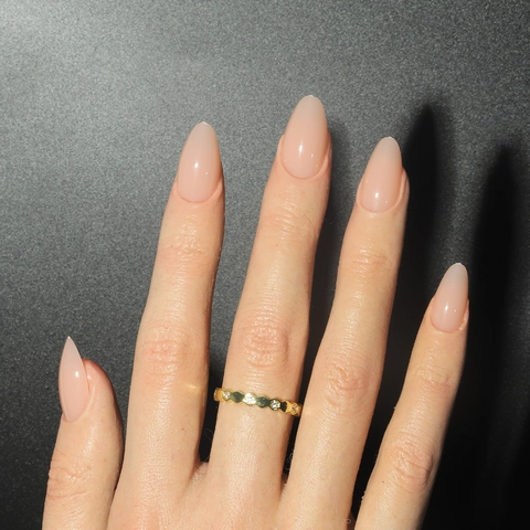Almond Press On Nails Glossy Solid Color Naked Pink Artificial False Nail Tips For Women Detachable