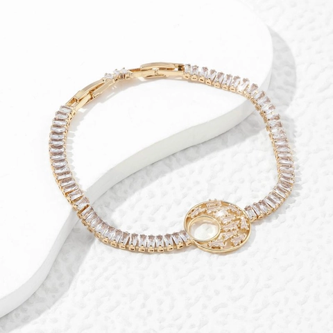 Mode Kupfer Strass Mond Stern Armband Für Damen Leichter Luxus Gold Silber Verstellbare Schmuck Kette Hand Ornament