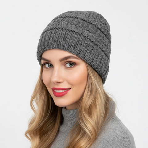 Gorro De Punto De Invierno Acrílico Con Forro De Satén Antiestático Cálido Color Sólido Casual Cortavientos