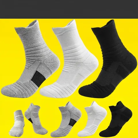Professional Athletic Crew Ankle Socks Nylon Blend Breathable Terry Sole Anti Slip For Basketball Running Gym Training