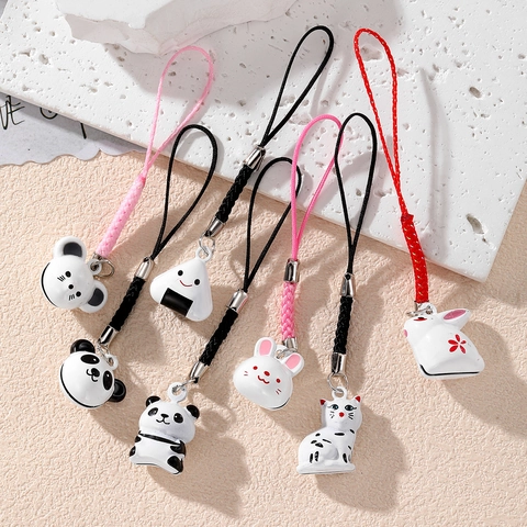 Pendentif Animal Dessin Animé Mignon Métal Alliage Zinc Panda Lapin Chat Onigiri Dragonne Téléphone Charme Sac Accessoire Kawaii