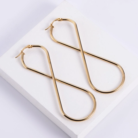 Unendlichkeit Ohrringe Edelstahl 316L 18K Vergoldet Acht Form Gedrehte Geometrische Minimalistische Schmuck Damen