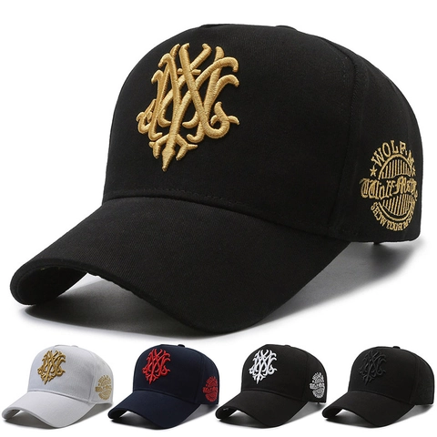 Cappello Da Baseball In Cotone Con Ricamo Gotico 3D Calotta Alta Visiera Curva Regolabile Streetwear Unisex