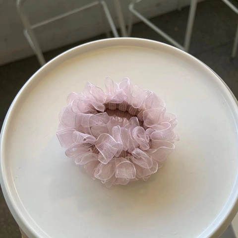 Pleated Chiffon Scrunchie Hair Tie Organza Elastic Sweet French Style Elegant Candy Color Women Hair Accessory