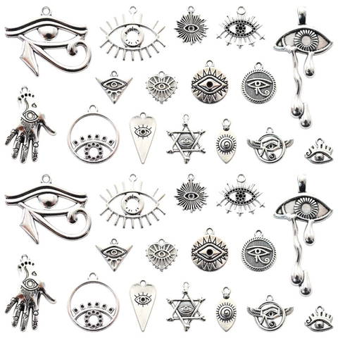Böser Blick Horusauge Hamsa Hand Anhänger Antik Silber Zinklegierung Für DIY Schmuckherstellung Vintage Stil