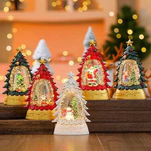 Palla Di Neve Albero Di Natale Ornamento LED Babbo Natale Pupazzo Di Neve Glitter Palla D'acqua Resina Arredo