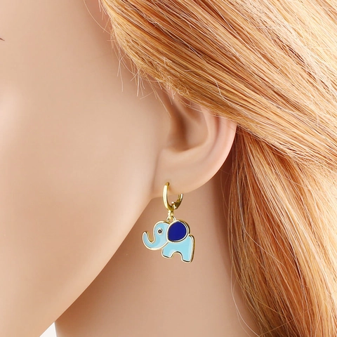 Boucles D'oreilles Pendantes Animaux Dessin Animé Ours Éléphant Bonhomme De Neige Cuivre Plaqué Or Avec Zircon Et Émail Bijoux Mode