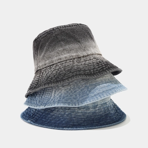 Cappello Da Pescatore In Denim Lavato Cotone Protezione Solare Retro Sfumato Per Donna Casual All'aperto