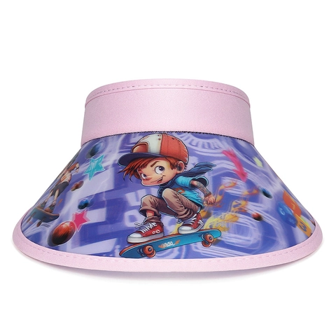 Kids Sun Visor Hat Cartoon Skateboard Boy Print Adjustable Summer Outdoor Sport Empty Top Cap Polyester Plastic