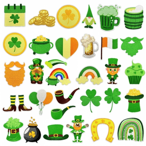 Patch Ricamate Per San Patrizio Trifoglio Verde Toppe Termoadesive Applicazioni Decorative Per Vestiti Borse Cappello DIY
