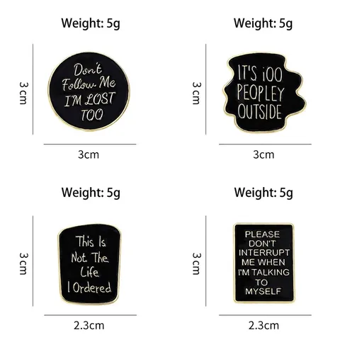 Broche En Émail Humoristique Alliage Métal Citation Badge De Revers Pour Sac À Dos Vêtement Accessoire Style Unisexe