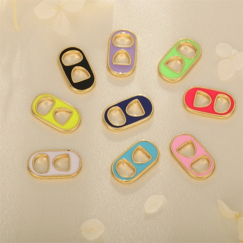 Copper Gold Plated Enamel Soda Can Pull Ring Charms DIY Jewelry Making Pendants For Necklace Earring Creative Fashion
