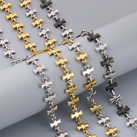 Kruis Schakelketting En Armband Titanium Roestvrij Staal Hip Hop Punk Creatieve Sieraden Voor Mannen En Vrouwen