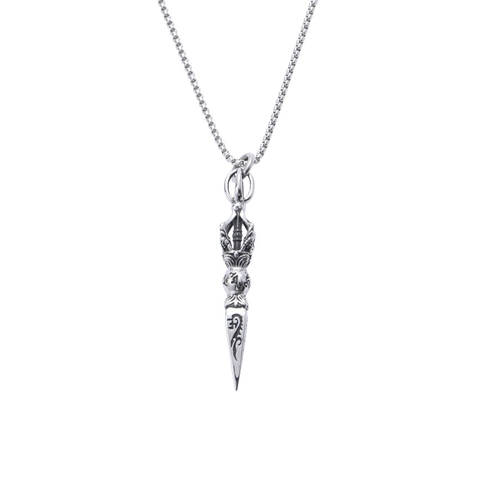 Collier Pendentif Vajra En Acier Inoxydable Amulette Bouddhiste Rétro Bijoux Hip Hop Pour Hommes