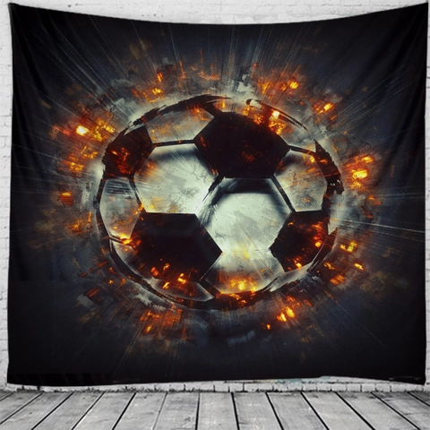 Soccer Tapestry Polyester Football Field Wall Hanging Sports Style Decor For Boys Bedroom Dorm Room