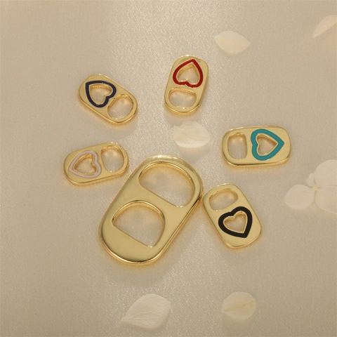 Can Pull Tab Charms Gold Plated Copper Heart Enamel Pendants For DIY Jewelry Making Necklaces Earrings Accessories
