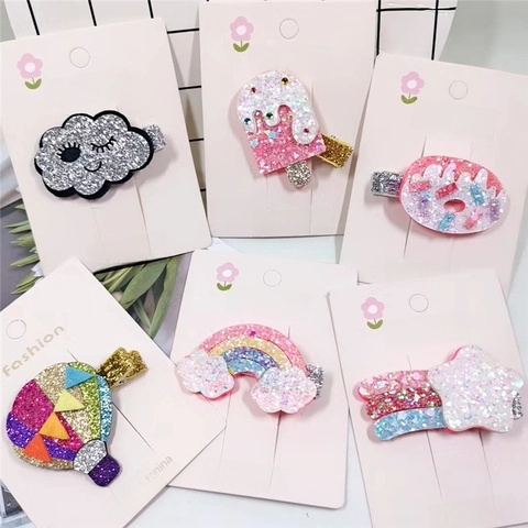 Glitter Regenboog Cartoon Haarclips Voor Meisjes Kleurrijke Vlinder Eenhoorn Haarspeld Kinderen Leuke Styling Barrette
