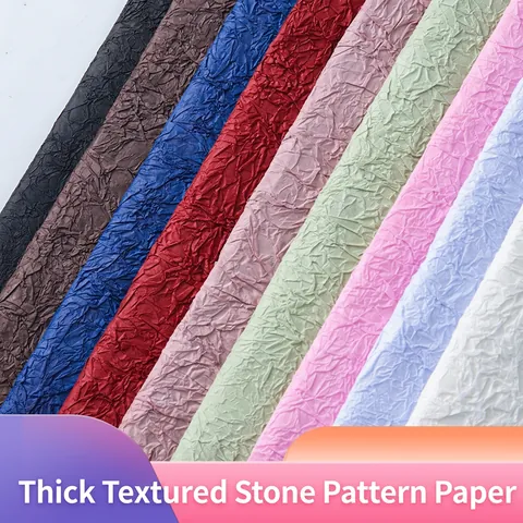 Flower Wrapping Paper Stone Texture Crinkled Embossed DIY Bouquet Gift Packaging Waterproof Material Multi Color