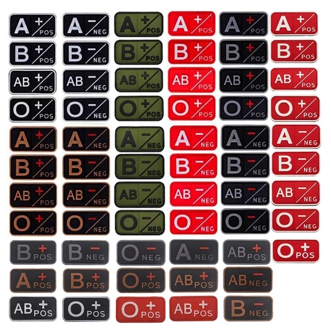 Taktische Blutgruppen Morale Patch PVC Gummi Stickerei Identifikation Klettverschluss Für Ausrüstung Rucksack Jacke