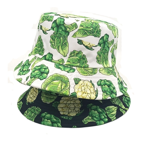 Vegetable Print Bucket Hat Polyester Sun Protection Outdoor Casual Fun Novelty Summer Travel Cap For Men Women