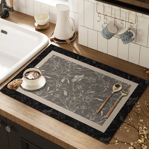 Tappetino Scolapiatti Cucina Farina Fossile Pelle PVC Impermeabile Oleorepellente Assorbente Antiscivolo Tavolo Tovaglietta