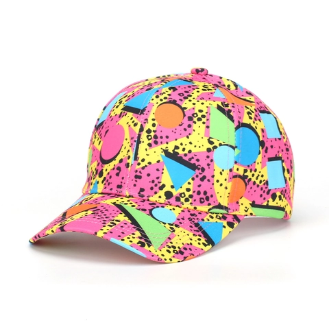 Cappellino Da Baseball Con Stampa Geometrica Retrò Poliestere Colorato Stile Memphis Cappello Da Sole Regolabile Unisex