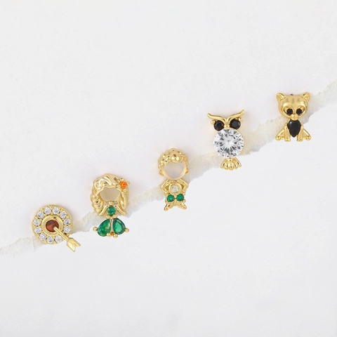 Orecchini A Lobo Personaggi Cartoni Animati Animali Rame Zirconia Asta Argento 925 Gioielli Per Donne