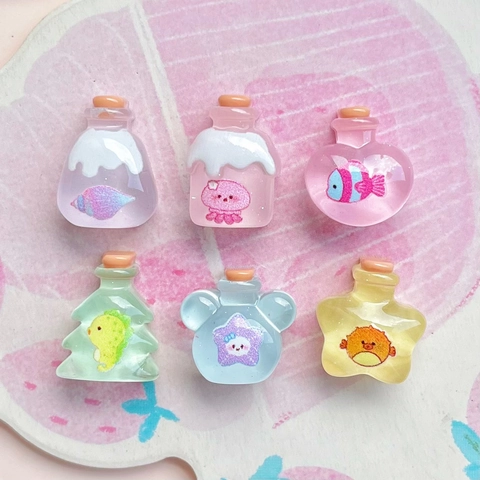 Mini Botellas De Deseos Dijes Resina Botellas A La Deriva Con Tapón De Corcho Animal Marino Para Decoración De Manualidades
