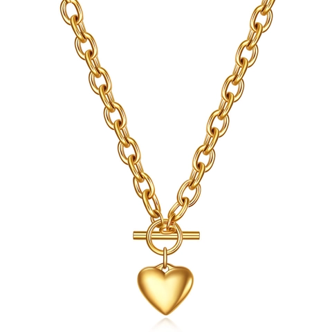 18K Vergoldet 304 Edelstahl Herz Alphabet Anhänger Halskette Für Damen Grobe Kette OT Schnalle Schmuck Geschenk