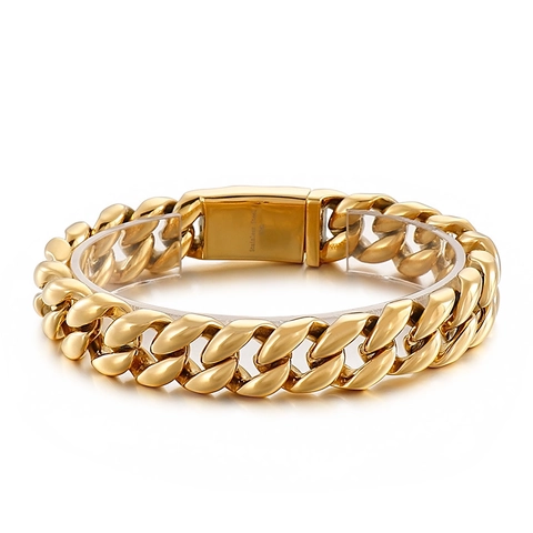 Bracciale A Maglia Cubana Acciaio Inossidabile 316L Catena Pesante Hip Hop Streetwear Punk Per Uomo