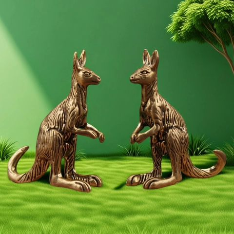 Vintage Brass Kangaroo Figurine Miniature Antique Style Desktop Ornament Animal Statue Home Office Decor Tea Pet