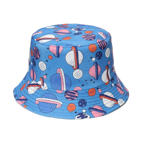 Space Planet Universe Print Bucket Hat Polyester Double Sided Sun Protection Outdoor Fisherman Cap For Men Women