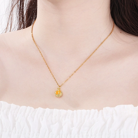 Fruit Pendant Necklace Stainless Steel Enamel Oil Drip Durian Avocado Pineapple Strawberry Sweet Style For Women