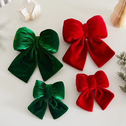 Velvet Bow Christmas Tree Ornament Hanging Decoration Festive Large Small Velvet Bows For Holiday Party Wall Decor